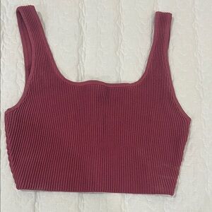 Babaton by Aritzia Ribbed Maroon Tank Top